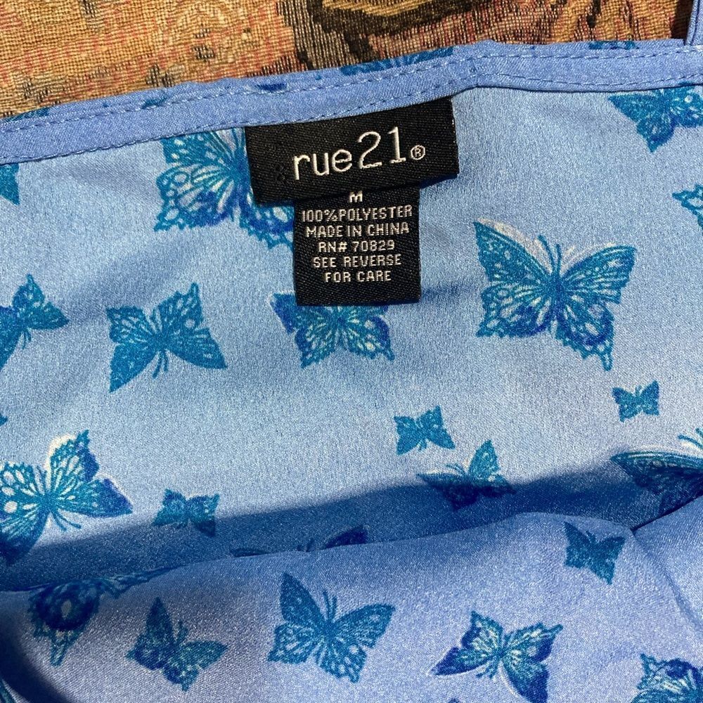 Y2K Blue Butterly Drape Front Cropped Cami - Picture 5 of 8